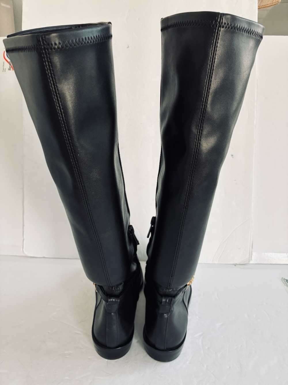 SAM EDELMAN $229 Clive Black Tall Leather Riding Boots Gold Accent Size 6.5 NEW - Picture 11 of 13